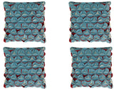 NNEDSZ Pack of 4 Covers Amelie Aqua Blue & Red 3D Texture Cushion Covers