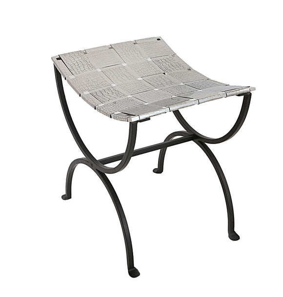 NNEDSZ Small Black Dining Bench Seat with Woven Stainless Steel Top