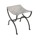 NNEDSZ Small Black Dining Bench Seat with Woven Stainless Steel Top