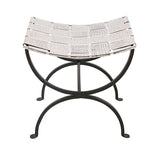 NNEDSZ Small Black Dining Bench Seat with Woven Stainless Steel Top