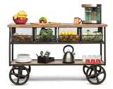 NNEDSZ Wooden Kitchen Island Trolley Cart on Wheels with Drawers and 3 Level Storage