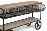 NNEDSZ Wooden Kitchen Island Trolley Cart on Wheels with Drawers and 3 Level Storage