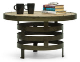 NNEDSZ Retro Style Spiral Round Coffee Table with Wood Top