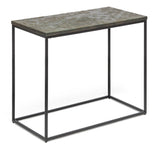 NNEDSZ Black Sofa Side Table with Textured Wood Top