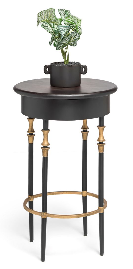 NNEDSZ Wooden Round Gold Black Side Table with Finial Legs