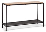 NNEDSZ Black Iron Hallway Console Table with Distressed Wood Top
