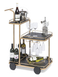 NNEDSZ Black and French Brass Wooden 3-Tier Bar Cart Drinks Trolley