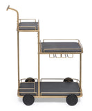 NNEDSZ Black and French Brass Wooden 3-Tier Bar Cart Drinks Trolley