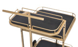 NNEDSZ Black and French Brass Wooden 3-Tier Bar Cart Drinks Trolley