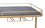 NNEDSZ Black and French Brass Wooden 3-Tier Bar Cart Drinks Trolley