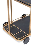 NNEDSZ Black and French Brass Wooden 3-Tier Bar Cart Drinks Trolley