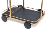 NNEDSZ Black and French Brass Wooden 3-Tier Bar Cart Drinks Trolley