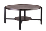 NNEDSZ Black Round Coffee Table with Storage Shelf in Copper Finish Top