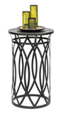 NNEDSZ Black Round Iron Side Table with Cross Legs and Silver Finish Top