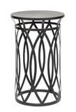 NNEDSZ Black Round Iron Side Table with Cross Legs and Silver Finish Top