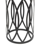 NNEDSZ Black Round Iron Side Table with Cross Legs and Silver Finish Top