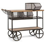 NNEDSZ Retro Wooden Kitchen Island Trolley on Wheels with Storage Drawers