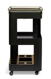 NNEDSZ Contemporary Black Gold Drinks Trolley Bar Cart with Marble Top