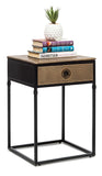 NNEDSZ Black Bedside Table with Storage Drawer and Gold Finished Textured Top