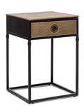 NNEDSZ Black Bedside Table with Storage Drawer and Gold Finished Textured Top