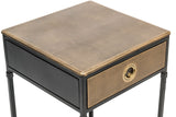 NNEDSZ Black Bedside Table with Storage Drawer and Gold Finished Textured Top