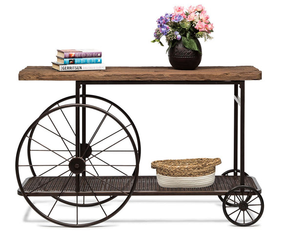NNEDSZ Industrial Style Hallway Console Table with Railway Sleeper Wood Top