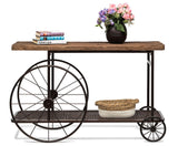 NNEDSZ Industrial Style Hallway Console Table with Railway Sleeper Wood Top