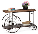 NNEDSZ Industrial Style Hallway Console Table with Railway Sleeper Wood Top