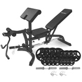 NNEDSZ BN-11 Exercise FID Bench + 85kg Olympic Tri-Grip Weight Plate and Dumbbell Package