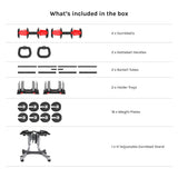 NNEDSZ CORTEX Revolock V2 48kg Adjustable Dumbbell + Barbell + Kettlebell All-in-One Set with Stand (24kg Pair)