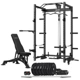 NNEDSZ CORTEX PR4 Folding Power Rack with 130kg Olympic Bumper Weight, Bar and Bench Set
