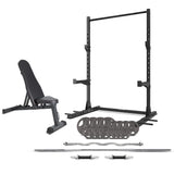 NNEDSZ SR3 Squat Rack with 90kg Standard Tri-Grip Weight, Bar and Bench Set