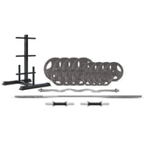 NNEDSZ 90kg Tri-Grip Standard Barbell Weight Set with Weight Tree 25mm