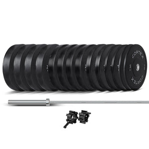 NNEDSZ 260kg Black Series V2 Rubber Olympic Bumper Plate Set 50mm with ZEUS100 Barbell