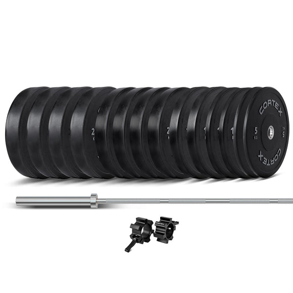 NNEDSZ 260kg Black Series V2 Rubber Olympic Bumper Plate Set 50mm with ZEUS100 Barbell