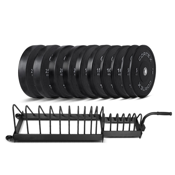 NNEDSZ 150kg Black Series V2 Rubber Olympic Bumper Plate Set 50mm with 16 Plate Toaster Rack