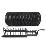 NNEDSZ 150kg Black Series V2 Rubber Olympic Bumper Plate Set 50mm with 16 Plate Toaster Rack