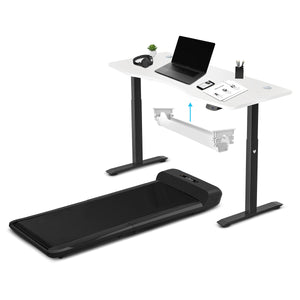 NNEDSZ WalkingPad C2 Treadmill + ErgoDesk Automatic Standing Desk 1500mm in White/Black + Cable Management Tray