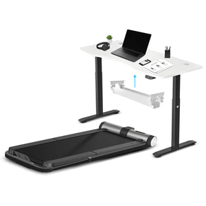 NNEDSZ WalkingPad MC21 with Dual Motor Automatic Standing Desk 150cm in White and Cable Management