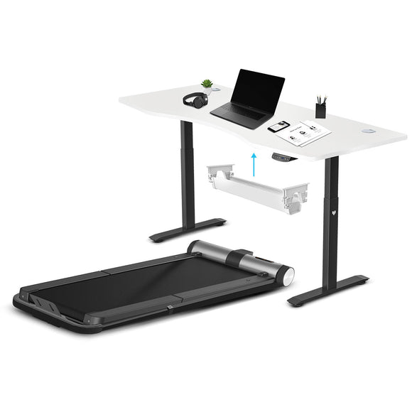 NNEDSZ WalkingPad MC21 with Dual Motor Automatic Standing Desk 180cm in White/Black and Cable Management