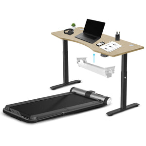 NNEDSZ WalkingPad MC21 with Dual Motor Automatic Standing Desk 150cm in Oak and Cable Management