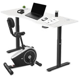 NNEDSZ Fitness Cyclestation 3 Exercise Bike with ErgoDesk Automatic Standing Desk 180cm in White/Black