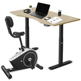 NNEDSZ Fitness Cyclestation 3 Exercise Bike with ErgoDesk Automatic Standing Desk 150cm in Oak/Black
