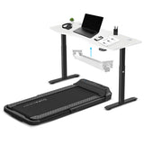 NNEDSZ Fitness V-FOLD Treadmill with ErgoDesk Automatic Standing Desk 1800mm in White/Black with Cable Management