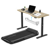 NNEDSZ Fitness V-FOLD Treadmill with ErgoDesk Automatic Standing Desk 1800mm in Oak/Black with Cable Management