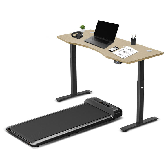 NNEDSZ Fitness Walkingpad M2 Treadmill with Dual Motor Automatic Standing Desk 150cm in Oak/Black