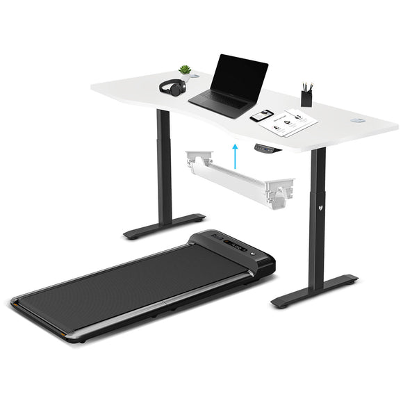 NNEDSZ Fitness WalkingPad M2 Treadmill with ErgoDesk Automatic White Standing Desk 1800mm + Cable Management Tray