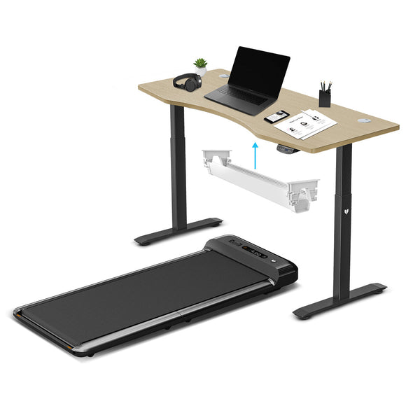 NNEDSZ Fitness WalkingPad M2 Treadmill with ErgoDesk Automatic Oak Standing Desk 1500mm + Cable Management Tray