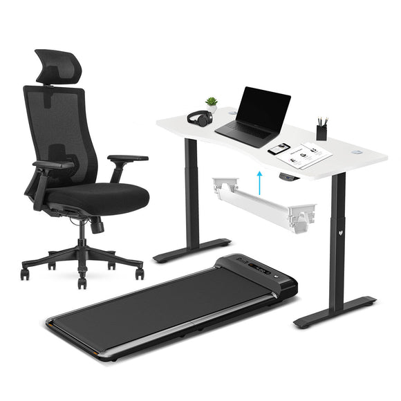 NNEDSZ Lifespan Fitness WalkingPad M2 + ErgoDesk 1500mm White + Cable Management + DM9 Chair