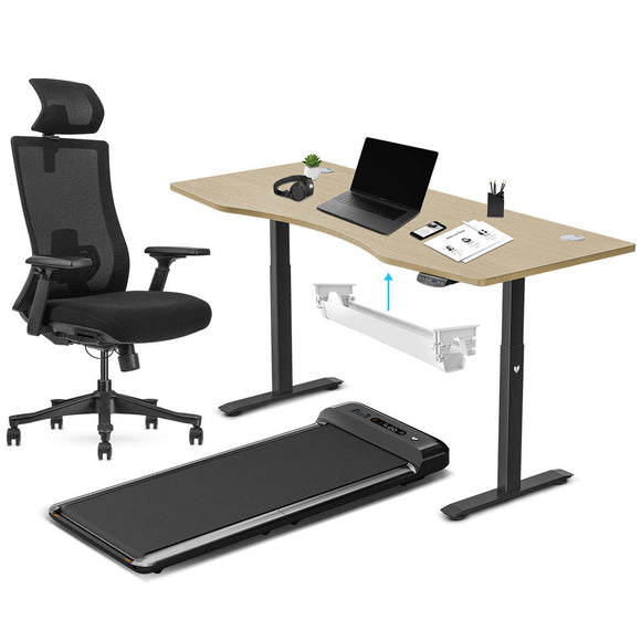 NNEDSZ Lifespan Fitness WalkingPad M2 + ErgoDesk 1800mm Oak + Cable Management + DM9 Chair
